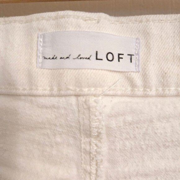 LOFT Women’s High Waist Straight Crop Jeans White Denim Size 27 4 Stretch Casual - Picture 4 of 6
